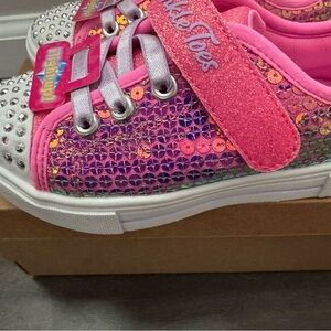 Sketcher Pink and Silver Kids Shoes